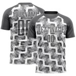 Maillot de football personnalisé à sublimation, lignes blanches et gris acier Maillot de football personnalisé à sublimation, lignes blanches et gris acier