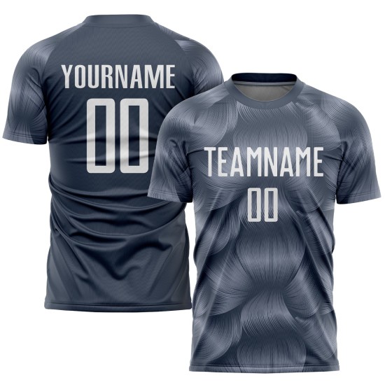 Maillot de football personnalisé gris acier et blanc par sublimation Maillot de football personnalisé gris acier et blanc par sublimation
