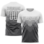 Maillot de football personnalisé gris acier et blanc par sublimation Maillot de football personnalisé gris acier et blanc par sublimation