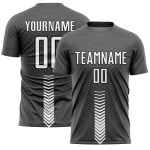 Maillot de football personnalisé à sublimation avec flèches grises, blanches et noires Maillot de football personnalisé à sublimation avec flèches grises, blanches et noires