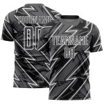 Maillot de football personnalisé à sublimation gris acier et blanc Lightning Maillot de football personnalisé à sublimation gris acier et blanc Lightning
