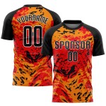 Maillot de football personnalisé à sublimation rouge, noir et or Maillot de football personnalisé à sublimation rouge, noir et or