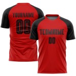Maillot de football personnalisé rouge et noir par sublimation Maillot de football personnalisé rouge et noir par sublimation