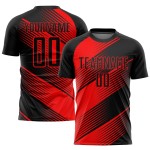 Maillot de football personnalisé rouge et noir par sublimation Maillot de football personnalisé rouge et noir par sublimation