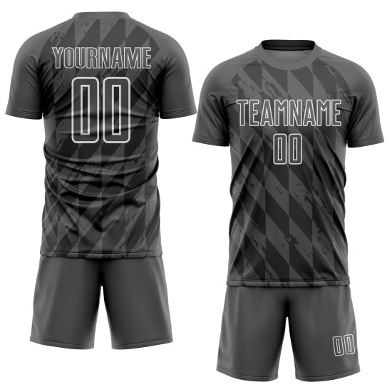 Maillot de football personnalisé à sublimation géométrique gris acier et blanc Maillot de football personnalisé à sublimation géométrique gris acier et blanc