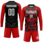 Maillot de football personnalisé à sublimation rouge, blanc et noir Maillot de football personnalisé à sublimation rouge, blanc et noir