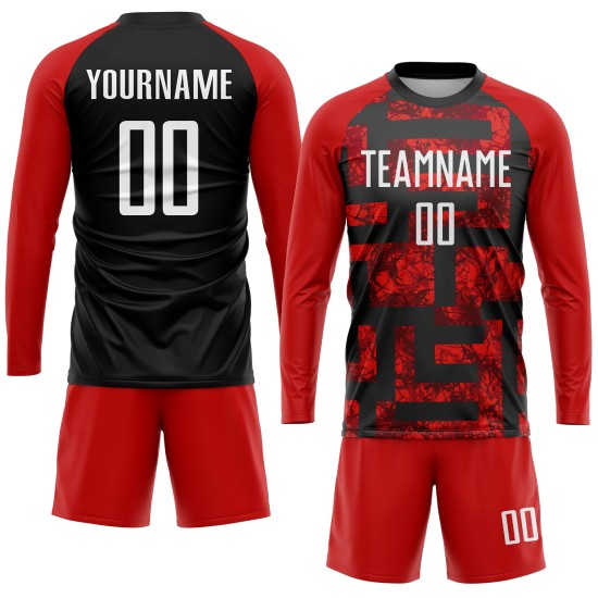 Maillot de football personnalisé à sublimation rouge, blanc et noir Maillot de football personnalisé à sublimation rouge, blanc et noir
