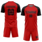 Maillot de football personnalisé rouge et noir par sublimation Maillot de football personnalisé rouge et noir par sublimation