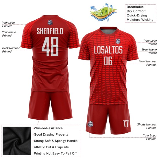 Maillot de football personnalisé à sublimation rouge et blanc Maillot de football personnalisé à sublimation rouge et blanc