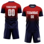 Maillot de football personnalisé rouge, blanc et bleu marine, imprimé par sublimation Maillot de football personnalisé rouge, blanc et bleu marine, imprimé par sublimation