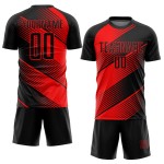 Maillot de football personnalisé rouge et noir par sublimation Maillot de football personnalisé rouge et noir par sublimation