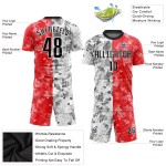 Maillot de football personnalisé à sublimation rouge, noir et blanc Maillot de football personnalisé à sublimation rouge, noir et blanc