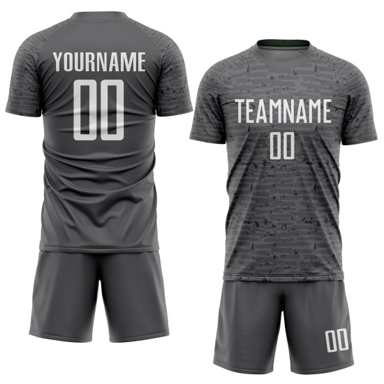 Maillot de football personnalisé gris acier et blanc par sublimation Maillot de football personnalisé gris acier et blanc par sublimation