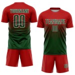 Maillot de football personnalisé à sublimation rouge, vert et blanc Maillot de football personnalisé à sublimation rouge, vert et blanc