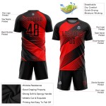 Maillot de football personnalisé rouge et noir par sublimation Maillot de football personnalisé rouge et noir par sublimation
