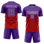 Maillot de football personnalisé à sublimation rouge, violet et blanc Maillot de football personnalisé à sublimation rouge, violet et blanc