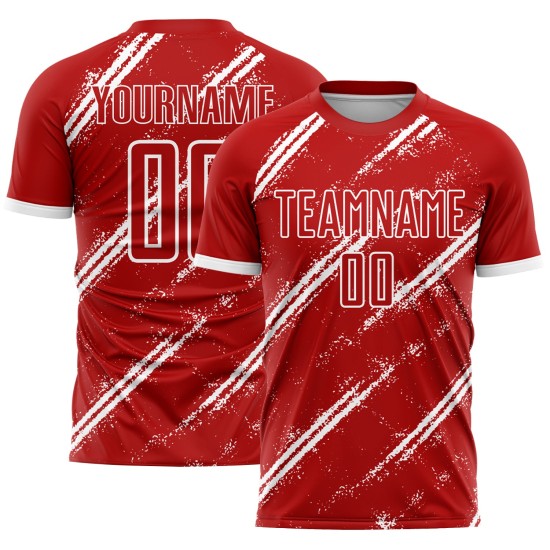 Maillot de football personnalisé à sublimation rouge et blanc Maillot de football personnalisé à sublimation rouge et blanc