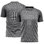 Maillot de football personnalisé à sublimation, lignes blanches et gris acier Maillot de football personnalisé à sublimation, lignes blanches et gris acier