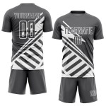 Maillot de football personnalisé à sublimation, lignes blanches et gris acier Maillot de football personnalisé à sublimation, lignes blanches et gris acier