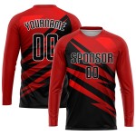 Maillot de football personnalisé à sublimation rouge, noir et blanc Maillot de football personnalisé à sublimation rouge, noir et blanc