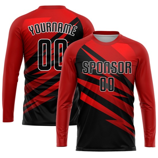 Maillot de football personnalisé à sublimation rouge, noir et blanc Maillot de football personnalisé à sublimation rouge, noir et blanc