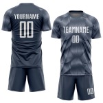 Maillot de football personnalisé gris acier et blanc par sublimation Maillot de football personnalisé gris acier et blanc par sublimation