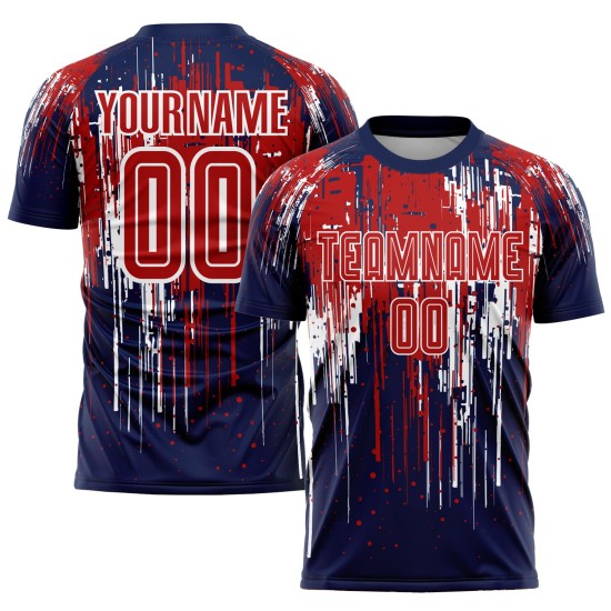 Maillot de football personnalisé à sublimation rouge royal et blanc Maillot de football personnalisé à sublimation rouge royal et blanc