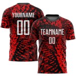 Maillot de football personnalisé à sublimation rouge, noir et blanc Maillot de football personnalisé à sublimation rouge, noir et blanc