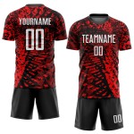 Maillot de football personnalisé à sublimation rouge, noir et blanc Maillot de football personnalisé à sublimation rouge, noir et blanc