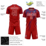 Maillot de football personnalisé à sublimation rouge royal et blanc Maillot de football personnalisé à sublimation rouge royal et blanc