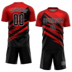 Maillot de football personnalisé à sublimation rouge, noir et blanc Maillot de football personnalisé à sublimation rouge, noir et blanc