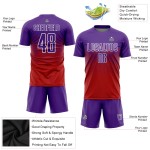 Maillot de football personnalisé à sublimation rouge, violet et blanc Maillot de football personnalisé à sublimation rouge, violet et blanc