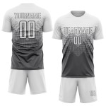 Maillot de football personnalisé gris acier et blanc par sublimation Maillot de football personnalisé gris acier et blanc par sublimation