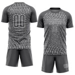 Maillot de football personnalisé à sublimation, lignes blanches et gris acier Maillot de football personnalisé à sublimation, lignes blanches et gris acier