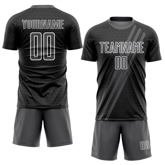 Maillot de football personnalisé à sublimation, lignes diagonales grises et blanches Maillot de football personnalisé à sublimation, lignes diagonales grises et blanches